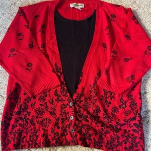 Cathy Daniel’s Flower print Long Sleeve Cardigan Sweater
